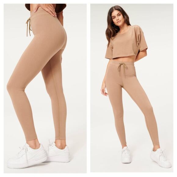 NWT Good American Brown Legging Size 0 Essential Comfy Tie Waist High Rise - Picture 1 of 13